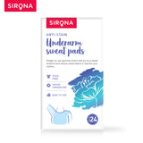 Sirona Disposable Underarm Sweat Pads - 24 Pads, Antiperspirant Absorbent Odour Blocker Pads Armpit Dress Shields, Fights Hyperhidrosis