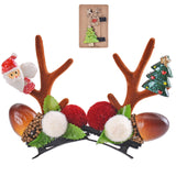 Hair Clip Hair Accessories Holiday Reindeer Hairpin Deer Hair Barrette Antler Hairpin Party Headband Set for Kids Adults