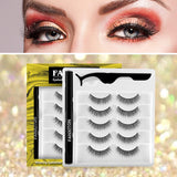 5 Pairs Natural False Eyelashes with Full Upgrade Eyeliner - Secure Strong Hold for Lashes - No Magnet and No Glue - Lightweight and Non-irritation