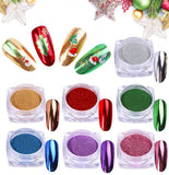 PrettyDiva Titanium Chrome Nails Powder - Metallic Nail Powder Mirror Effect Nails Pigment Set, 7 Colors 1g/Jar Synthetic Resin Powder Multi-Chrome Color Manicure Pigment for Nail Art