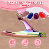 3 Pieces False Nail Clipper Acrylic Nail Tips Cutter Rustproof Stainless Steel Nails Clipper Kit Nail Catcher Trimmer Manicure Tool for Artificial Gel Acrylic Nail (Rainbow Color)