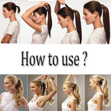 One Piece Ponytail Hair Extensions Clip in Wrap Around on Pony Tail 125G Thick Real Natural Synthetic Fibre Ponytail Hairstyle Hairpiece for Women Curly 24 inch light brown