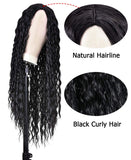 Annivia Long Curly Black Wig for Black Women Kinky Curly Hair Wig Natural Glueless Heat Resistant Synthetic Wigs ( 26'' 1B）