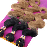 Two Tone Ombre Body Wave Synthetic Hair Extensions 16 18 20 Inches 3 Bundles Color T1/27 Fiber Weave (T1/27#)