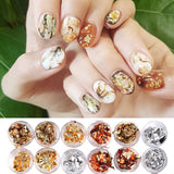 Gold Foil for Nail Art - 24 Boxes Gold Silver Foil Chip Paillette Flake Shell Foil Slice Paillette Stickers Glitter Accessories for Nail Art Design Manicure Decorations Supplies, with Tweezer