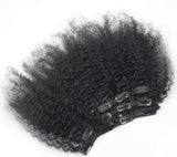 Afro Kinkys Curly Clip in Human Hair Extensions Kinky Curly Clip ins Hair Extension Weft Natural Black Color (8" 70g, Natural Black)