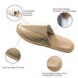 Spa Slippers - 10 Pairs Closed Toe Non Slip Disposable Hotel Slippers for Men and Wowen - Thick Soft Cotton Velvet Washable House Slippers Perfect for Guests,Bathroom,Spa,Travel,Wedding - Beige