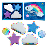 InYourNature Rainbow Bath Bombs for Kids, 4 Large White-Cloud/Colorful Star Bath Bomb Set with Moisturizing Shea Butter and Natural Essential Oils, Birthday Gift for Christmas, Boys, Her/Girls/Women