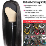 Straight Headband Wig Human Hair Wigs for Black Women Glueless None Lace Front Wigs Headband Half Wig Human Hair 10A Brazilian Virgin Hair Machine Made Headband Wig 150% Density 20 Inch