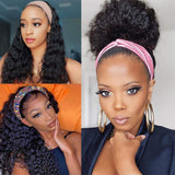 DH Roll over image to zoom in HeadBand Wig Highlight #4/27 Colored Straight Human Hair Wigs for Black Women Glueless None Lace Front Wigs With Headband Attached Ice Silk Headband Half Wig For Beginners 150% Density (20inch)