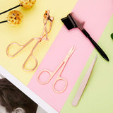 48 Pieces Eyelash Curler Makeup Tools Set, include Mini Eyelash Curler Kit, Eyebrow and Eyelash Extension Tweezers, Eyelash Eyebrow Brush Comb and Eyelashes Scissors, Silicone Refill Pads (Rose Gold)