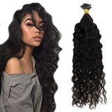 Runature Extensions U Tip Natural Wave 40g Color 1B Off Black 16 Inches 50 Strands 0.8g per Strand with U Shape Kertain Tip Human Hair Fusion Extensions