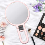 Vtrem 15X 1X Magnifying Makeup Mirror Double Sided Handheld Mirror with Magnification Portable Folding Vanity Mirror with Stand for Home Travel, Pink