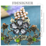 Fdesigner Bride Wedding Flower Crowns and Tiaras Baroque Bridal Queen Pearl Crystal Hair Jewelry for Women Bridesmaid