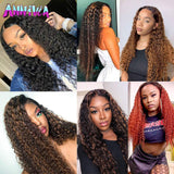 Annivia Long Curly Black Wig for Black Women Kinky Curly Hair Wig Natural Glueless Heat Resistant Synthetic Wigs ( 26'' 1B）