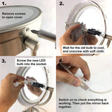 2Pack LED Makeup Mirror Bulb Replacement for Cosmetic Vanity Makeup Mirror with Single Double Sided Lighted Magnification | Dryer Drum Light (Daylight White)