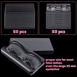 50 Pieces Large Rectangle False Eyelash Packaging Box Eyelash Storage Case with 50 Pieces Rectangle Empty Lash Trays Holder Plastic Eyelash Large Trays for Beauty Salons (Clear)