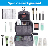 Travel Toiletry Bag Dopp Kit, Waterproof Hanging Toiletries Shaving Organizer Hygiene Bag for Women Men Compact Portable Gym Shower Bathroom Toiletry Storage Bag (Gray)