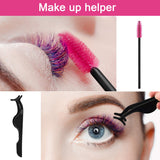 24 Pieces Plastic Eyelash Extension Tweezers False Eyelash Applicator Tool Eyelash Auxiliary Clip and 100 Pieces Eyelash Brush Mascara Wands Applicator for Eyelash Application (Black)