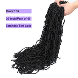 4 Packs 36 Inch New Soft Locs Crochet Hair, Faux Locs Natural Butterfly Locs Crochet Braids (36 Inch, 4Pack, 1B#)