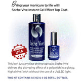 Seche Vive Professional Kit, Instant Gel Effect Top Coat for Nail Polish, 4 oz & 0.5 oz Refill