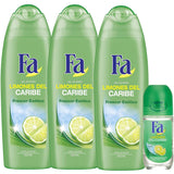 3 Fa Shower Gel Caribbean Lime 550 millileter with 1.7 Ounce Roll-on Deodorant