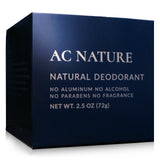 AC NATURE Deodorant, Organic and 100% Natural Ingredients, Aluminum Free, No Fragrances, Paraben Free, All Day Odor Protection for Women/Men, Unscented, 2.5 oz.
