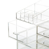 Cq acrylic Extra Large 8 Tier Clear Acrylic Cosmetic Makeup Storage Cube Organizer with 10 Drawers. The Top of The Different Size of The Compartment Suitable for Storing Lipstick and Makeup Brush