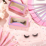 90 Pieces Empty Eyelash Case Set Include 30 False Eyelash Storage Box Empty Eyelash Packaging Box, 30 Eyelash Tray, 30 False Eyelash Applicator Tool for Women Valentine's Day (Holographic Frame)