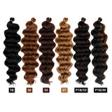 6 Packs 20" AU-THEN-TIC Ocean Wave Crochet Hair Deep Wave Braiding Hair Body Wave Braids Synthetic Hair Extensions Kanekalon Fiber, Free Gift (6-PACK, 4)