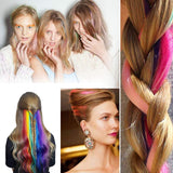 Kyerivs Colored Clip in Hair Extensions 20 inch Rainbow Heat-Resistant Straight Highlight Hairpieces Halloween Cosplay Dress Up Fashion Party Christmas New year Gift For Kids Girls 12 Color in 24 pcs