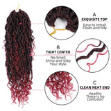 6 Packs Boho Goddess Locs Crochet Hair 18 Inch River Locs Goddess Faux Locs Crochet Hair Wavy Crochet With Curly Hair In Middle And Ends Boho Faux Locs Synthetic Hair Extension (18inch,Tbug)