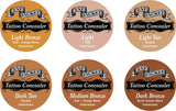 Tatjacket Tattoo Cover Up Liquid Concealer makeup, Dry Setting, Smudge Free, For Tattoos, Scars, Rosacia, Age Spots, Pimples, and All Skin Blemishes DARK TAN