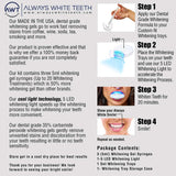 Always White Teeth Whitening Gel Kit Tooth Whitening Trays LED Light Tooth Whitening with 35% Carbamide Peroxide (3) Fast Acting ALL-IN-ONE Kit with FREE Month.