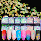 Nail Tips for Acrylic Nails 500PCS Coffin Fake Nails with Glue Holographic Sequins for Nail Stickers and Butterflies Nail Art(10 Sizes French Nails)