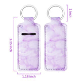 20 Pieces Clip-on Chapstick Sleeve Pouch Lipstick Holder Keychain Elastic Lip Balm Holster Marble Neoprene Chapstick Holder with Metal Ring for Travel Accessories