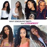 18 Inch Wavy Senegalese Twist Crochet Braids Hair 8 Packs Pre-looped Twist Braids Goddess Senegal Twist Braiding Hair with Curly Ends (T1B/30#,14Strands/Pack)