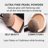 Compact Powder Highlighter - SELF BEAUTY Aurora Illuminating Long Lasting Brightness Natural Face & Body Glow Healthy Skin Tone 7g/0.25oz No.01 Milkyway