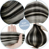 LaaVoo Ombre Clip in Hair Extensions 14 Inch Black Clip in Human Hair Extensions Off Black Fading to Silver Grey Mixed Black 5pcs 70g Silky Soft Real Hair Clip in Extensions