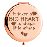 WIEZO-USA It Takes a Big Heart to Shape Little Minds, Mirror Gifts for Women Teachers, Appreciation Gifts,Open School Gifts,Thank Teacher Gift