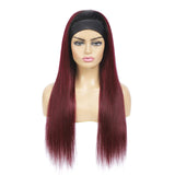 Seelaak 10A Ombre Wine Red 99j Straight Headband Wig 20 Inch 180% Density None Lace Front Wigs Silky Straight Machine Made Headband Wig for Black Women