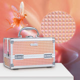 Joligrace Makeup Box Cosmetic Train Case Jewelry Organizer Lockable with Keys and Mirror 2-Tier Tray Portable Carrying with Handle Travel Storage Box