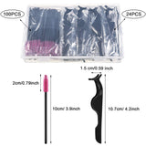 24 Pieces Plastic Eyelash Extension Tweezers False Eyelash Applicator Tool Eyelash Auxiliary Clip and 100 Pieces Eyelash Brush Mascara Wands Applicator for Eyelash Application (Black)