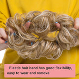 S-noilite Hair Bun Extensions Messy Wavy Curly Dish Donut Scrunchie Hairpiece Accessories Chignons Updo Ponytail Pony Tail Synthetic Hair Extension for Women/80G 2 Count Sandy Brown & Bleach Blonde