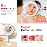 Givehooy Mirror 5X Magnifying Makeup Mirror with LED Light Vanity Mirror,Travel Home Bathroom for Wall Mount 360 Degree Swivel Adjust Flexible gooseneck Glue Pad Suction Cup Portable Cordless Mirror