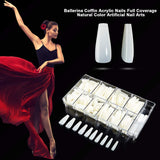 1000 Pieces Long Ballerina Nails Tips Coffin Acrylic Nails Full Cover Artificial False Nail with 4 Manicure Accessories for Nail Salon Home DIY Arts (Natural)