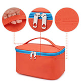 WANDF 3 Pieces Makeup Bag PU Leather Toiletry Bag Portable Cosmetic Pouch Water-resist Travel Organizer for Women (Red)