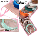 Women Padded Headbands Storage Organizer, Lady Hair Hoop Holder with 8 PVC Clear Pockets, Hanging Hair Clasp Rack Display Stand. (pink)