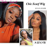 Julia Headband Wigs Straight Human Hair Wigs for Women Glueless Remy Wigs with Free Headbands,10A Malaysian Virgin Hair Non Lace Front Wig 150% Density 14Inch