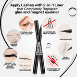 5 Pairs Natural False Eyelashes with Full Upgrade Eyeliner - Secure Strong Hold for Lashes - No Magnet and No Glue - Lightweight and Non-irritation